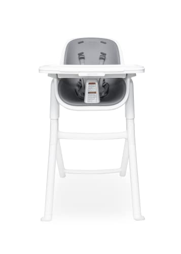 4moms Connect High Chair, One-Handed Magnetic Tray Attachment, White/Grey