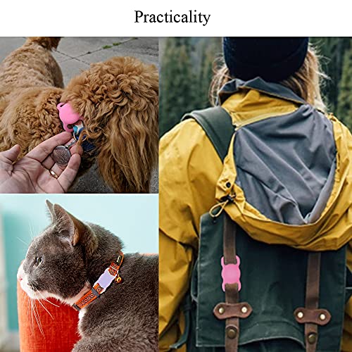 [4 PCS ] JPDX Air Tag Dog Collar Holder, Silicone Protective Air Tag Case , Pet Cat Loop Case Holder Collarpatible with Apple AirTag, Blue