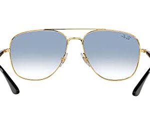 Ray-Ban RB3683 Square Sunglasses, Black On Gold/Clear Gradient Blue, 56 mm