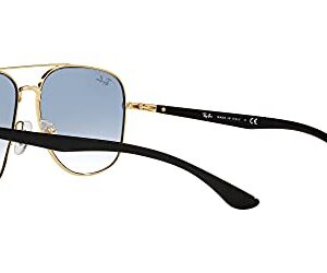 Ray-Ban RB3683 Square Sunglasses, Black On Gold/Clear Gradient Blue, 56 mm