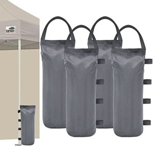 eurmax usa weight capacity 112 lbs extra large pop up gazebo weights sand bags for ez pop up canopy tent outdoor instant canopies,sand bags without sand, 4-pack,(gray)