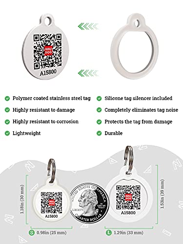 Dog Tags for Pets - Silicone QR Code Pet ID Tags for Dogs & Cats - Silent Dog Name Tag and Cat Name Tag for Your Pet - Puppy Name Tag for Dog Collar - Dog Identification Tags (Skulls)