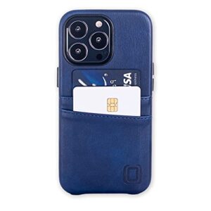 Dockem Wallet Case for iPhone 13 Pro with Built-in Metal Plate for Magnetic Mounting & 2 Credit Card Holder Pockets: Exec M2, Premium Synthetic Leather (6.1" iPhone 13 Pro, Navy Blue)