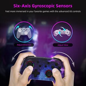 NexiGo Wireless Controller (No Deadzone) for Switch/Switch Lite/OLED, Bluetooth Controllers for Nintendo Switch with Vibration, Motion, Turbo and LED Light (Cosmic Nebula)