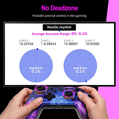 NexiGo Wireless Controller (No Deadzone) for Switch/Switch Lite/OLED, Bluetooth Controllers for Nintendo Switch with Vibration, Motion, Turbo and LED Light (Cosmic Nebula)