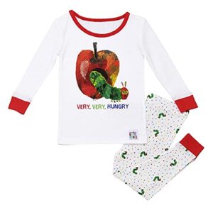 baby starters the very hungry caterpillar 2-piece snug fit kids pajamas (cotton, white and red, 5t)