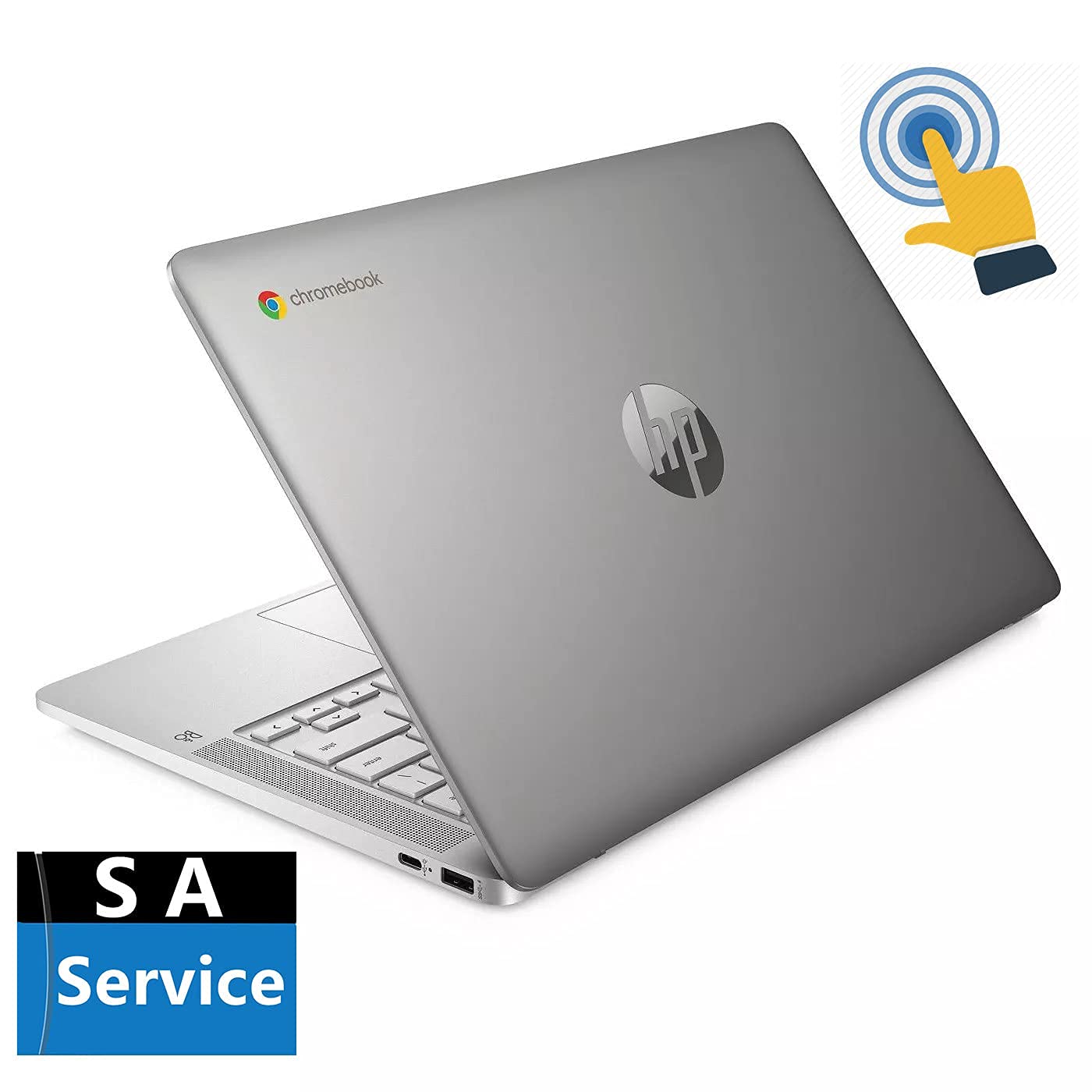 HP 14in Touchscreen Chromebook, Intel Celeron N4000, 4GB RAM, 64GB eMMC, WiFi, Bluetooth, Webcam, Audio by B&O, SA Service, Chrome OS, Brilliant Silver (Renewed)