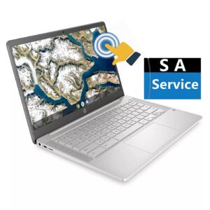 HP 14in Touchscreen Chromebook, Intel Celeron N4000, 4GB RAM, 64GB eMMC, WiFi, Bluetooth, Webcam, Audio by B&O, SA Service, Chrome OS, Brilliant Silver (Renewed)