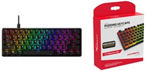 hyperx alloy origins 60 - mechanical gaming keyboard & pudding keycaps - double shot pbt keycap set with translucent layer, for mechanical keyboards - black
