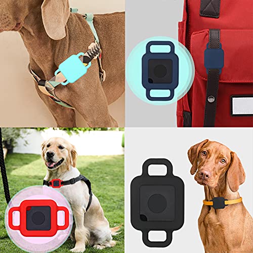 Dog Collar Tag Holder for Tile Pro,GPS Finder Cat Dog Collar Pet Loop,Dog GPS Tag Protects Device Anti-Lost Anti-Scratch,Protective Silicone Cover for Tile Pro Tracking (Black)