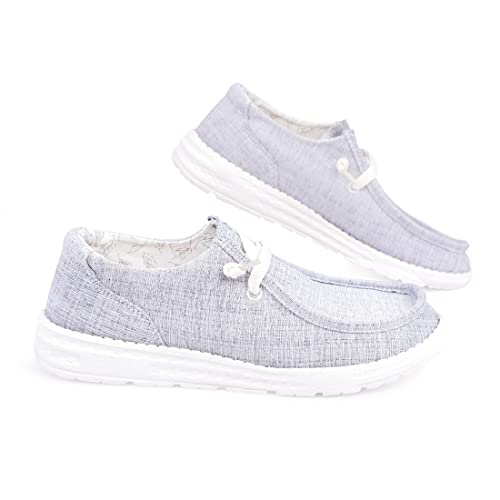 Women's Slip On Loafer Shoes Canvas Low Top Fashion Sneakers Casual Flat Comfortable Walking Shoes Light Grey09