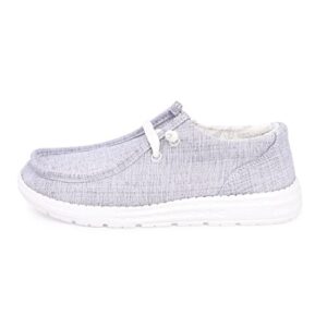 Women's Slip On Loafer Shoes Canvas Low Top Fashion Sneakers Casual Flat Comfortable Walking Shoes Light Grey09
