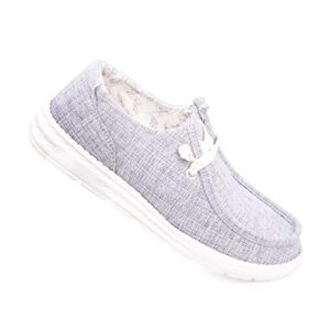 Women's Slip On Loafer Shoes Canvas Low Top Fashion Sneakers Casual Flat Comfortable Walking Shoes Light Grey09