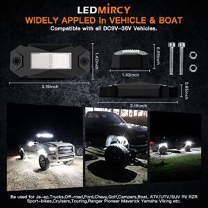 LEDMIRCY R2 White LED Rock Lights 8PCS for JE-EP Trucks Off Road ATV UTV SUV RZR Pure White Under Body Light Super Bright High Power Under Glow Light Trail Rig Lights Waterproof for Car Auto Boat