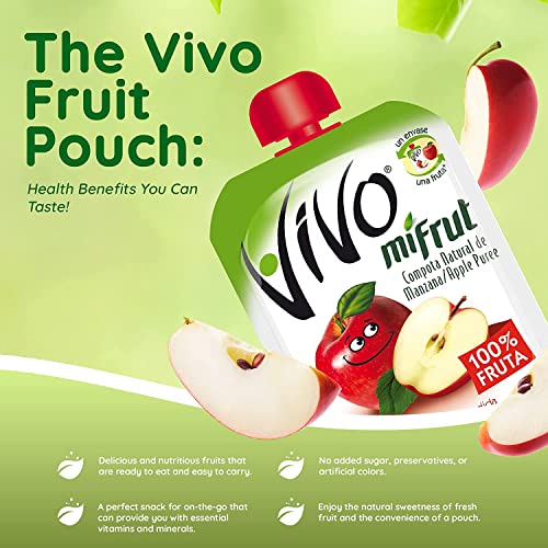 Vivo Mifrut Pear Puree Pouch / Compota de Pera - Convenient Fruit Pouches with Real Pear Puree for Snack Time or as Part of a Meal, Fruit Snack Pouch with Pear Puree, 1 Whole Fruit Portion Per Pouch (18-Pack)