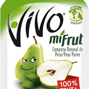 Vivo Mifrut Pear Puree Pouch / Compota de Pera - Convenient Fruit Pouches with Real Pear Puree for Snack Time or as Part of a Meal, Fruit Snack Pouch with Pear Puree, 1 Whole Fruit Portion Per Pouch (18-Pack)