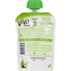 Vivo Mifrut Pear Puree Pouch / Compota de Pera - Convenient Fruit Pouches with Real Pear Puree for Snack Time or as Part of a Meal, Fruit Snack Pouch with Pear Puree, 1 Whole Fruit Portion Per Pouch (18-Pack)