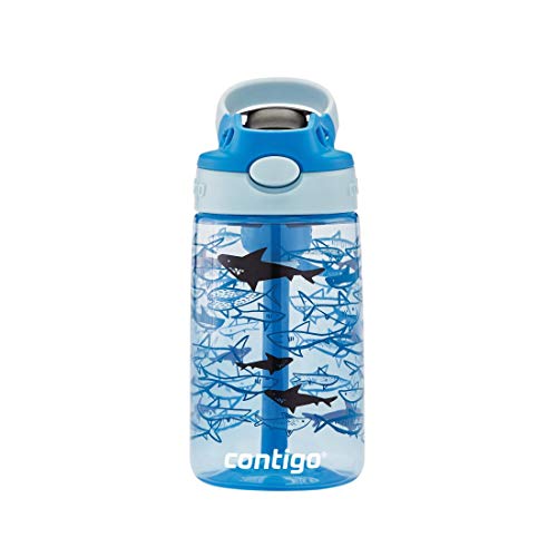 Kids Water Bottle with Redesigned AUTOSPOUT Straw, 14 oz., Shark