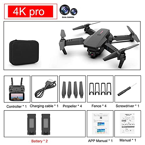 E88 Pro 4K Drones with Dual Camera for Adults, Kids And Beginners, Wifi FPV Foldable Drone Visual Positioning, Height Preservation RC Quadcopter, Auto Return, Carrying Case,1 battery,Single Camera