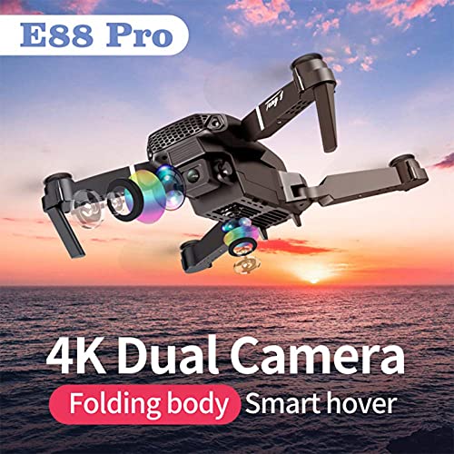 E88 Pro 4K Drones with Dual Camera for Adults, Kids And Beginners, Wifi FPV Foldable Drone Visual Positioning, Height Preservation RC Quadcopter, Auto Return, Carrying Case,1 battery,Single Camera