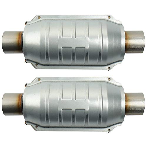 MAYASAF 【2 PACK】2" Inlet/Outlet Universal Catalytic Converter, with O2 Port & Heat Shield (EPA Compliant)