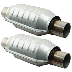 MAYASAF 【2 PACK】2" Inlet/Outlet Universal Catalytic Converter, with O2 Port & Heat Shield (EPA Compliant)