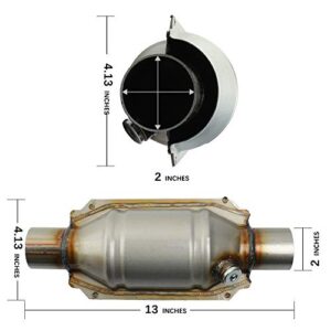 MAYASAF 【2 PACK】2" Inlet/Outlet Universal Catalytic Converter, with O2 Port & Heat Shield (EPA Compliant)