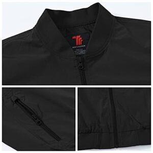 Gopune Men's Windproof Bomber Jackets Lightweight Running Windbreaker Outdoor Golf Fashion Coat Black,XL