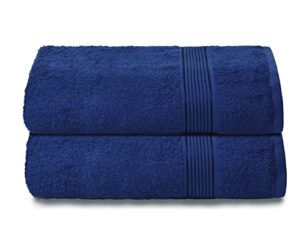 belizzi home cotton 2 pack oversized bath towel set 28x55 inches, large bath towels, ultra absorbant compact quickdry & lightweight towel, ideal for gym travel camp pool - navy blue