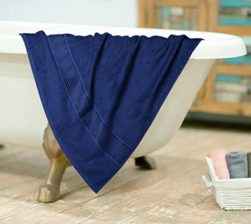 Belizzi Home Cotton 2 Pack Oversized Bath Towel Set 28x55 inches, Large Bath Towels, Ultra Absorbant Compact Quickdry & Lightweight Towel, Ideal for Gym Travel Camp Pool - Navy Blue