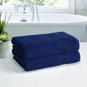 Belizzi Home Cotton 2 Pack Oversized Bath Towel Set 28x55 inches, Large Bath Towels, Ultra Absorbant Compact Quickdry & Lightweight Towel, Ideal for Gym Travel Camp Pool - Navy Blue