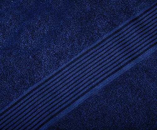 Belizzi Home Cotton 2 Pack Oversized Bath Towel Set 28x55 inches, Large Bath Towels, Ultra Absorbant Compact Quickdry & Lightweight Towel, Ideal for Gym Travel Camp Pool - Navy Blue