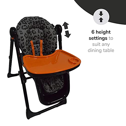 Your Babiie ‘AM:PM by Christina Milian’ Black Leopard Fitzrovia Infant Highchair - Height-Adjustable Baby High Chair - Easy-Clean Foldable & Compact Weaning Highchair - Suitable from 6 Months