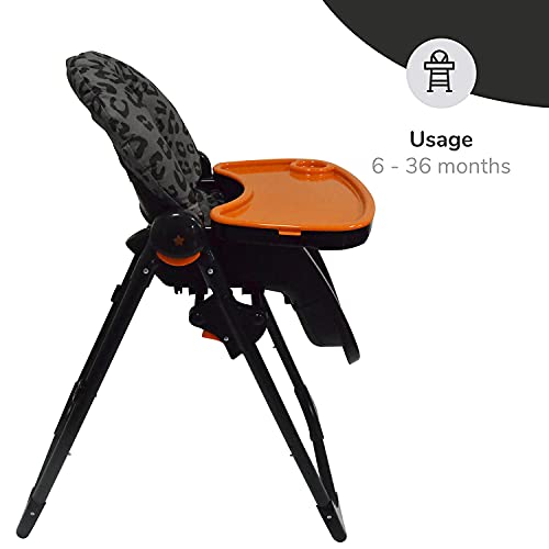 Your Babiie ‘AM:PM by Christina Milian’ Black Leopard Fitzrovia Infant Highchair - Height-Adjustable Baby High Chair - Easy-Clean Foldable & Compact Weaning Highchair - Suitable from 6 Months