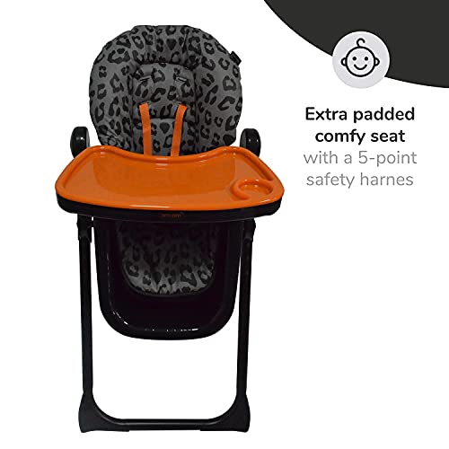 Your Babiie ‘AM:PM by Christina Milian’ Black Leopard Fitzrovia Infant Highchair - Height-Adjustable Baby High Chair - Easy-Clean Foldable & Compact Weaning Highchair - Suitable from 6 Months