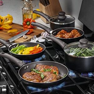 AHEIM Pots and Pans Set, Aluminum Nonstick Cookware Set, Fry Pans, Casserole with Lid, Sauce Pan, and Utensils, 11 Piece Cooking Set (Black)