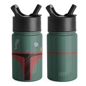 Simple Modern Star Wars Boba Fett Kids Water Bottle with Straw Lid | Insulated Stainless Steel Reusable Tumbler Gifts for School, Toddlers, Girls, Boys | Summit Collection | 10oz, Boba Fett