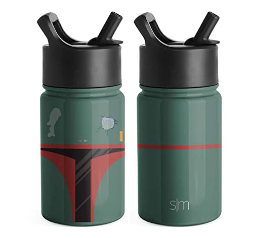 Simple Modern Star Wars Boba Fett Kids Water Bottle with Straw Lid | Insulated Stainless Steel Reusable Tumbler Gifts for School, Toddlers, Girls, Boys | Summit Collection | 10oz, Boba Fett