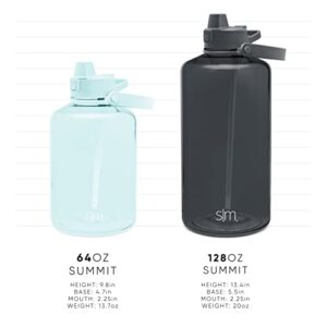 Simple Modern 1 Gallon 128 oz Water Bottle with Push Button Silicone Straw Lid & Motivational Measurement Marker | Large Reusable Tritan Plastic Water Jug | Summit Collection | Tropical Seas