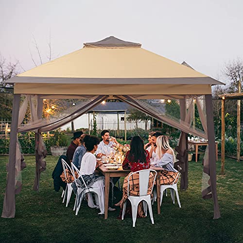 Wonlink 11x11 ft Gazebo Tent with Mosquito Netting, Folding Heavy Duty Height Adjustable Sun Shelter Gazebos