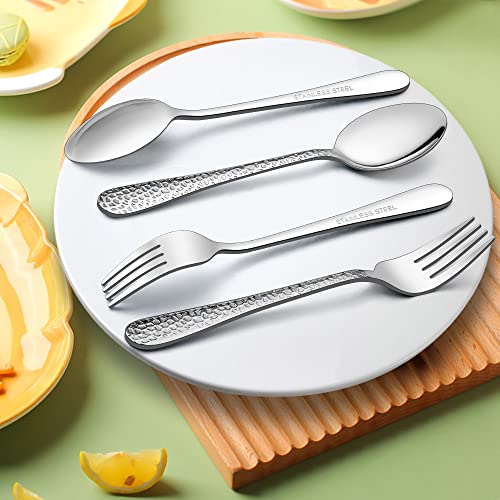 LIANYU 10-Piece Kids Silverware Set, Includes 5 Kid Spoons, 5 Kid Forks, Stainless Steel Toddler Utensils Children Flatware Set, Child Preschooler Cutlery Set, Dishwasher Safe