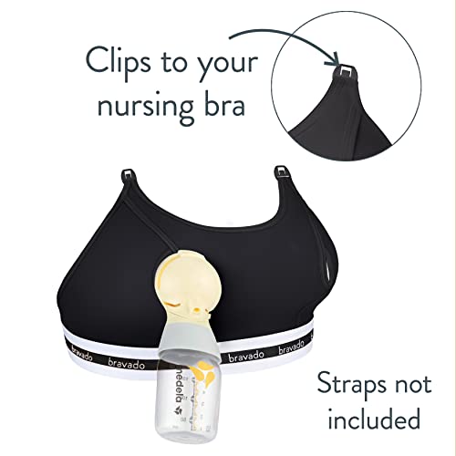 BRAVADO! DESIGNS Women’s Pumping Bra Hands Free | Clip and Pump | Pumping Accessory | Black | L