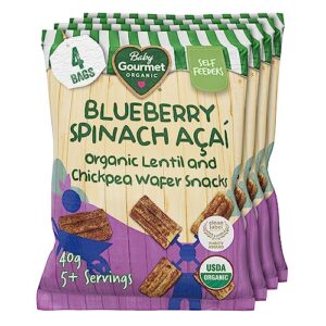 baby gourmet organic puff snacks - blueberry spinach açai - (1.4 oz) 4-pack