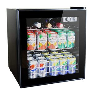 angel canada 60 can wine and beverage refrigerator cooler - mini fridge with reversible clear front glass door and thermostat, led light for beer soda drink machine for home, office or bar, 1.6cu.ft