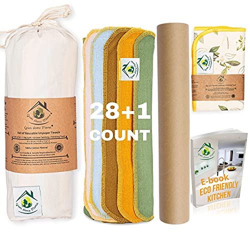 Reusable Paper Towels Washable Roll 29 Pack 12x11in, Reusable Baby Wipes, Washable Paper Towels Cloth, Paperless Paper Towels, Eco Friendly Paper Towels, Cloth Paper Towels, Reusable Napkins, Cotton