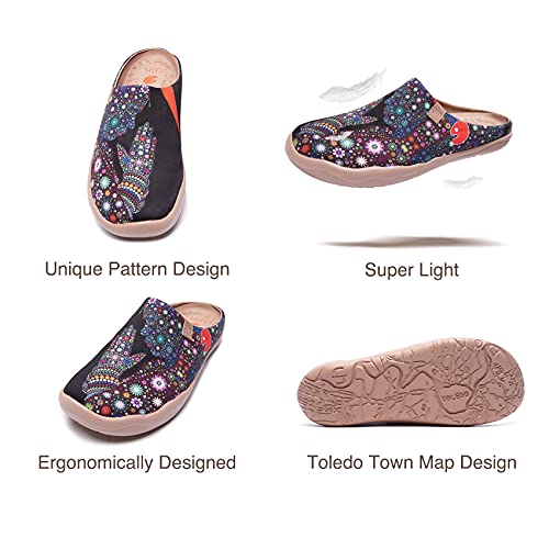 UIN Women's Slipper Fashion Canvas Comfort Travel Art Painted Shoes Wide Toe Casual Household Slip On Mules Pray for Goodness (8)