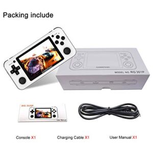 RUIXIAO RG351P Handheld Game Console,Plug & Play Video Games Supports TF Extend 256GB , Portable Game Console 3.5 Inch IPS Screen Double 3D Rocker Supports 3.5mm Sound Headphones (White)