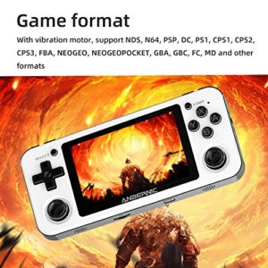 RUIXIAO RG351P Handheld Game Console,Plug & Play Video Games Supports TF Extend 256GB , Portable Game Console 3.5 Inch IPS Screen Double 3D Rocker Supports 3.5mm Sound Headphones (White)