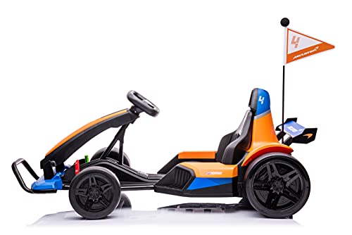 DAKOTT McLaren Electric Go Kart for Kids Ages 6-12, Up to 154 lbs, 24V 4-Wheel Electric Go Cart, 5-9 MPH Speed W/Drift Function, Orange, Large