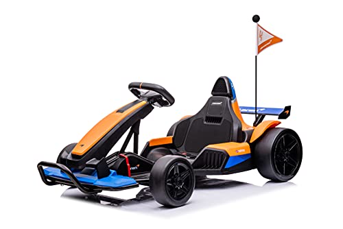 DAKOTT McLaren Electric Go Kart for Kids Ages 6-12, Up to 154 lbs, 24V 4-Wheel Electric Go Cart, 5-9 MPH Speed W/Drift Function, Orange, Large